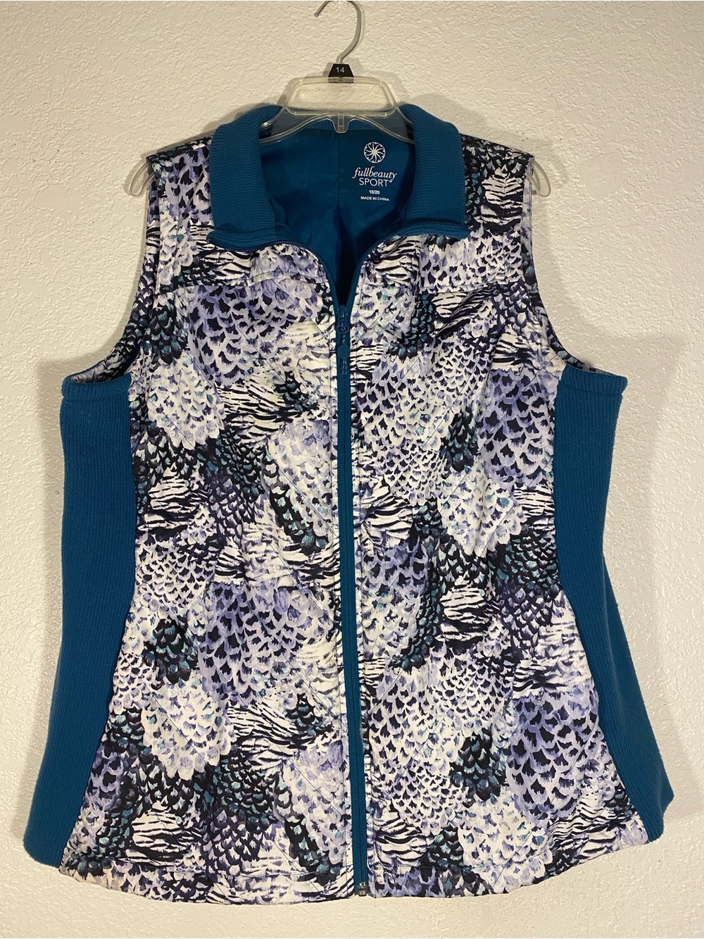 fullbeauty SPORT Floral Zip Vest Blue & Purple Size 14 Like New
